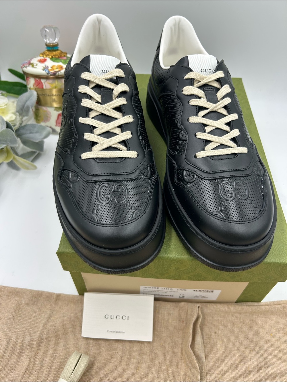 Men's Gucci GG embossed leather sneakers size 12 fits 13 US made in Italy - Picture 5 of 11